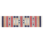 Kilim Runner Rug Multicolour Cotton 80 X 300 Cm Handwoven Reversible Flat Weave Geometric Pattern With Tassels Traditional Boho Hallway Beliani