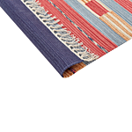 Kilim Runner Rug Multicolour Cotton 80 X 300 Cm Handwoven Reversible Flat Weave Geometric Pattern With Tassels Traditional Boho Hallway Beliani