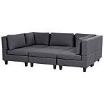 Modular Sofa With Ottoman Dark Grey Fabric Upholstered U-shaped 5 Seater With Ottoman Cushioned Backrest Modern Living Room Couch Beliani