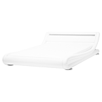 Platform Waterbed White Faux Leather Upholstered With Mattress Accessories Led Illuminated Headboard 5ft3 Eu King Size Sleigh Design Beliani