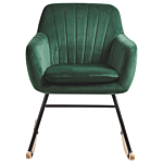 Rocking Chair Green Velvet Metal Legs Wooden Skates Modern Beliani