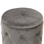 Set Of Storage Pouffes Grey Polyester Velvet Button Tufted Upholstery Golden Base Retro Design Beliani