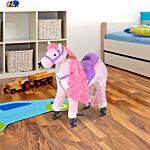 Homcom Kids Plush Ride On Walking Horse W/sound-pink