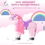 Homcom Kids Plush Ride On Walking Horse W/sound-pink