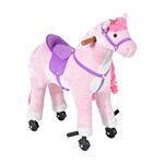 Homcom Kids Plush Ride On Walking Horse W/sound-pink