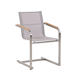 Set Of 4 Garden Chairs Beige Synthetic Seat Stainless Steel Frame Cantilever Style Beliani