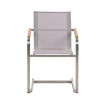 Set Of 4 Garden Chairs Beige Synthetic Seat Stainless Steel Frame Cantilever Style Beliani