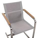 Set Of 4 Garden Chairs Beige Synthetic Seat Stainless Steel Frame Cantilever Style Beliani