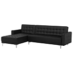 Corner Sofa Bed Black Faux Leather Tufted Modern L-shaped Modular 4 Seater Right Hand Chaise Longue Beliani