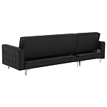 Corner Sofa Bed Black Faux Leather Tufted Modern L-shaped Modular 4 Seater Right Hand Chaise Longue Beliani