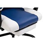 Vinsetto Pu Leather Gaming Chair W/ Headrest, Footrest, Wheels, Adjustable Height, Racing Gamer Recliner, Blue White