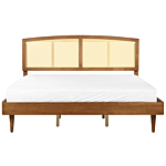 Bed Light Rubber Wood Eu Super King Size 6ft With Headboard Slatted Base Minimalistic Rustic Style Beliani