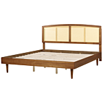 Bed Light Rubber Wood Eu Super King Size 6ft With Headboard Slatted Base Minimalistic Rustic Style Beliani