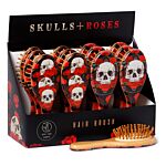 100% Bamboo Hair Brush - Skulls And Roses