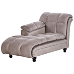Right Hand Chaise Lounge Taupe Polyester Upholstery Biscuit Padding Black Legs Modern Design Beliani