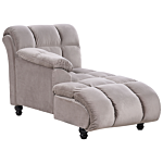 Right Hand Chaise Lounge Taupe Polyester Upholstery Biscuit Padding Black Legs Modern Design Beliani