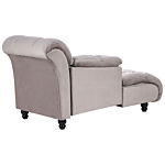 Right Hand Chaise Lounge Taupe Polyester Upholstery Biscuit Padding Black Legs Modern Design Beliani