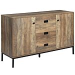 Homcom Industrial Sideboard, Storage Cabinet, Accent Cupboard With Drawers, Adjustable Shelves For Kitchen, Dining Room, Living Room, Distressed Brown