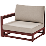 Garden Sofa Mahogany Brown And Taupe Acacia Wood Outdoor 2 Seater With Cushions Modern Design Beliani