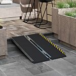 Homcom Wheelchair Ramp, 122l X 73wcm, 272kg Capacity, Folding Aluminium Threshold Ramp W/ Non-skid Surface, Transition Plates Above & Below