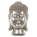 Decorative Figurine Silver Ceramic Buddha Head Statuette Ornament Glamour Style Decor Accessories Beliani