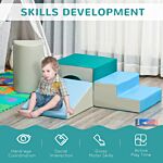 Homcom Kids 4-piece Soft Play Set Baby Foam Climber Climbing Indoor Block Toys Gross Motor Development For Toddlers 1-3 Years