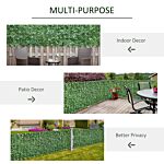 Outsunny Artificial Leaf Hedge Screen For Garden Outdoor Indoor Decor, 3m X 1m Dark Green