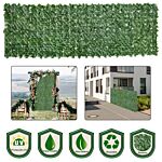 Outsunny Artificial Leaf Hedge Screen For Garden Outdoor Indoor Decor, 3m X 1m Dark Green