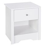 Homcom Bedside Table Unit Drawer Shelf Cabinet Nightstand Chest Solid Wood Bedroom Furniture White