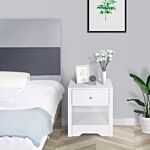 Homcom Bedside Table Unit Drawer Shelf Cabinet Nightstand Chest Solid Wood Bedroom Furniture White