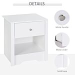 Homcom Bedside Table Unit Drawer Shelf Cabinet Nightstand Chest Solid Wood Bedroom Furniture White