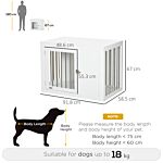Pawhut Furniture Style Dog Crate, End Table Pet Cage Kennel, Indoor Decorative Puppy House, With Double Doors, Locks, For Medium Dogs, White