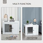 Pawhut Furniture Style Dog Crate, End Table Pet Cage Kennel, Indoor Decorative Puppy House, With Double Doors, Locks, For Medium Dogs, White