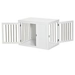 Pawhut Furniture Style Dog Crate, End Table Pet Cage Kennel, Indoor Decorative Puppy House, With Double Doors, Locks, For Medium Dogs, White