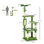 Pawhut 142cm Cat Tree Tower, With Scratching Post, Hammock, Toy Ball, Platforms - Green