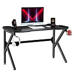 Homcom Gaming Desk With Cup Holder Headphone Hook Feet Adjustable 120 X 66 X 75cm Black