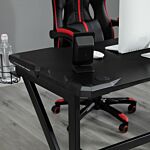 Homcom Gaming Desk With Cup Holder Headphone Hook Feet Adjustable 120 X 66 X 75cm Black