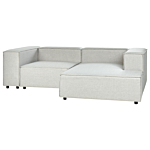 Modular Left Hand Sofa Grey Linen 2 Seater Sectional Corner Sofa With Black Legs Modern Living Room Beliani