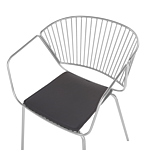 Set Of 2 Dining Chairs Silver Metal Wire Design Faux Leather Black Seat Pad Accent Industrial Glam Style Beliani