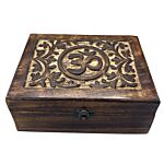 Large Wooden Keepsake Box 20x15x7.5cm - Om