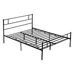 Homcom King Size Metal Bed Frame, Solid Bedstead Base With Headboard And Footboard, Metal Slat Support And Underbed Storage Space, Bedroom Furniture