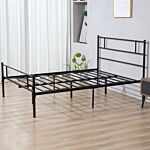 Homcom King Size Metal Bed Frame, Solid Bedstead Base With Headboard And Footboard, Metal Slat Support And Underbed Storage Space, Bedroom Furniture