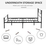 Homcom King Size Metal Bed Frame, Solid Bedstead Base With Headboard And Footboard, Metal Slat Support And Underbed Storage Space, Bedroom Furniture