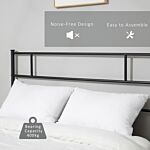 Homcom King Size Metal Bed Frame, Solid Bedstead Base With Headboard And Footboard, Metal Slat Support And Underbed Storage Space, Bedroom Furniture