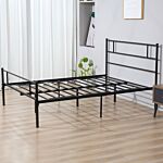 Homcom King Size Metal Bed Frame, Solid Bedstead Base With Headboard And Footboard, Metal Slat Support And Underbed Storage Space, Bedroom Furniture