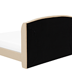 Slatted Bed Frame Beige Polyester Fabric Upholstered Tufted Headrest 5ft3 Eu King Size Modern Design Beliani