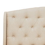 Slatted Bed Frame Beige Polyester Fabric Upholstered Tufted Headrest 5ft3 Eu King Size Modern Design Beliani