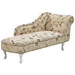 Chaise Lounge Beige Right Hand Polyester Fabric Buttoned Nailheads Stamp Print Beliani