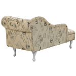 Chaise Lounge Beige Right Hand Polyester Fabric Buttoned Nailheads Stamp Print Beliani