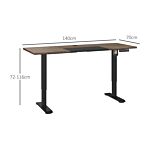 Vinsetto Height Adjustable Electric Standing Desk With 4 Automatic Memory Preset 140cm X 70cm Tabletop Stand Up Desk For Home Office